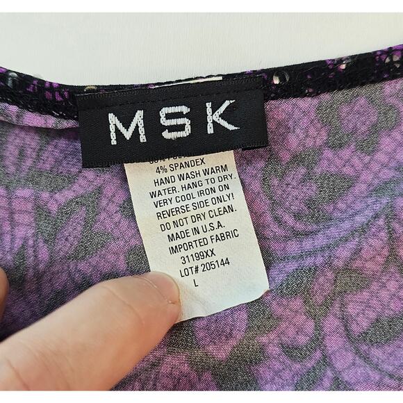 Vintage misook large made in USA purple clear sequins bead accent v neck glam - Picture 4 of 8